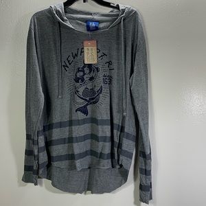 Newport hoodie women’s L gray stripe